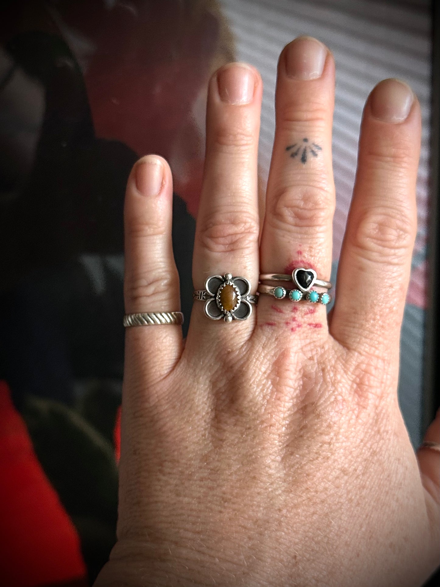 Tigers Eye Flower Ring