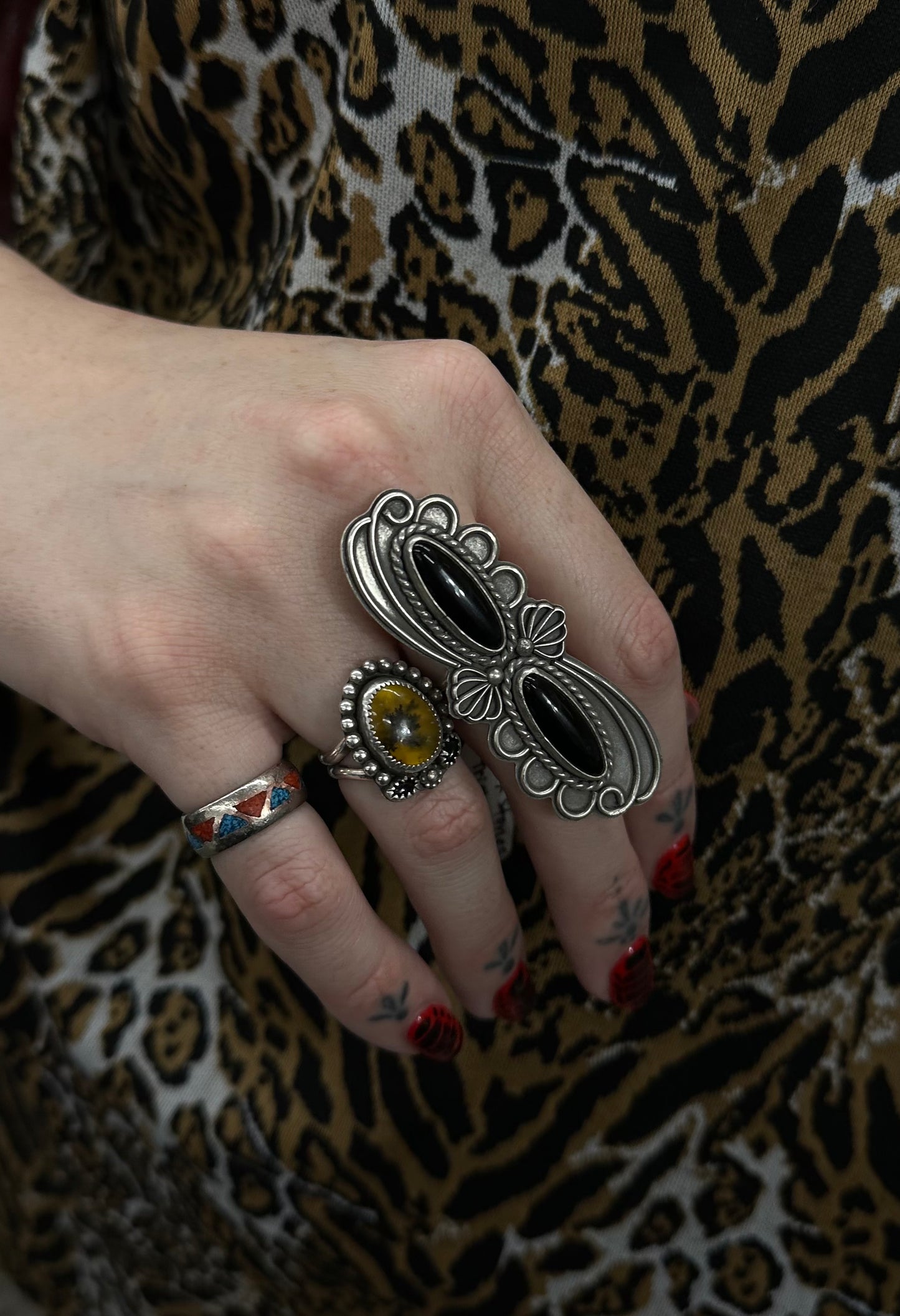 Double Onyx Statement Ring