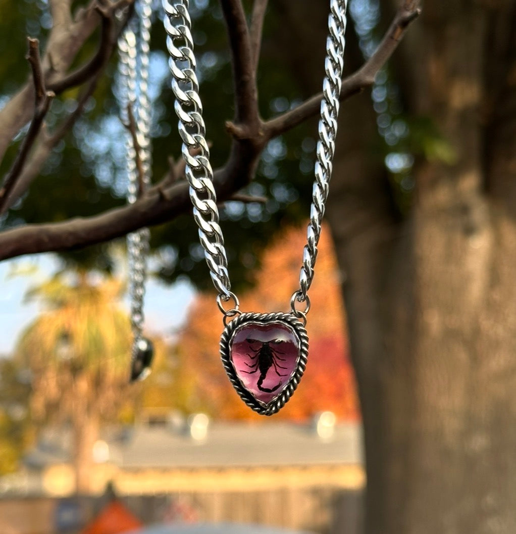 Pink scorpion necklace