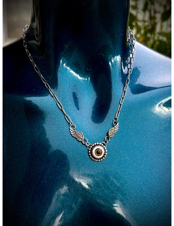 Glitter Gold Flying Eyeball Necklace image 0