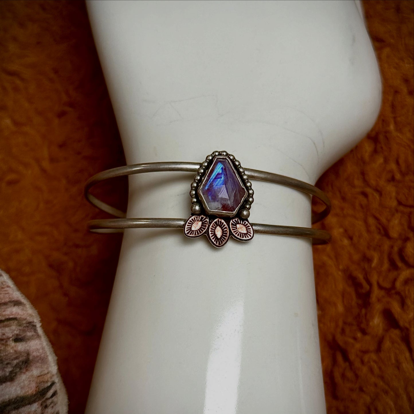 Rainbow Moonstone Cuff