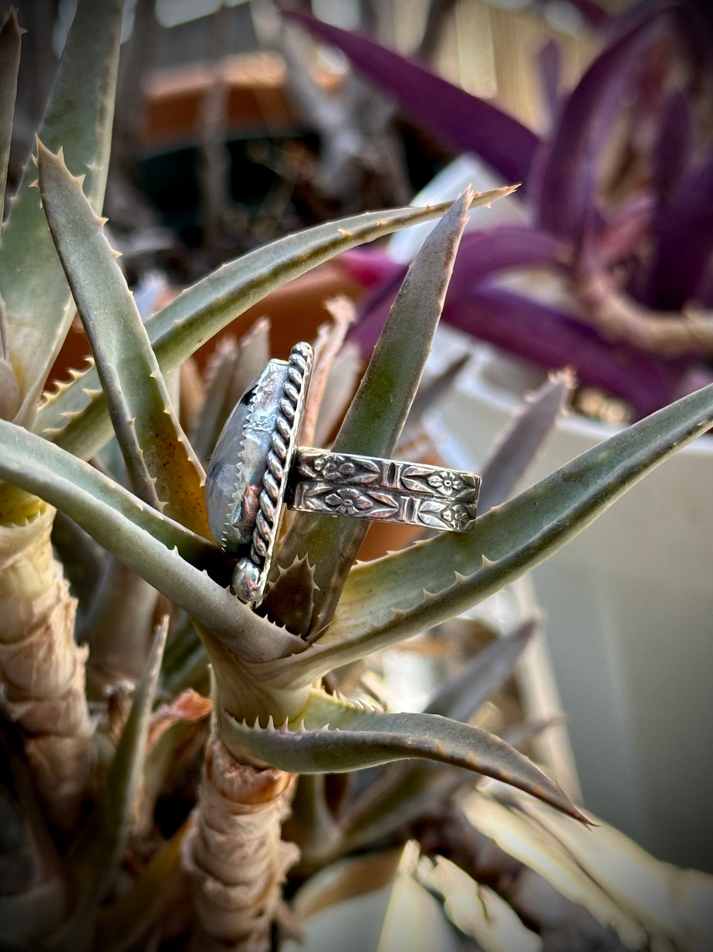 Rainbow Moonstone Ring