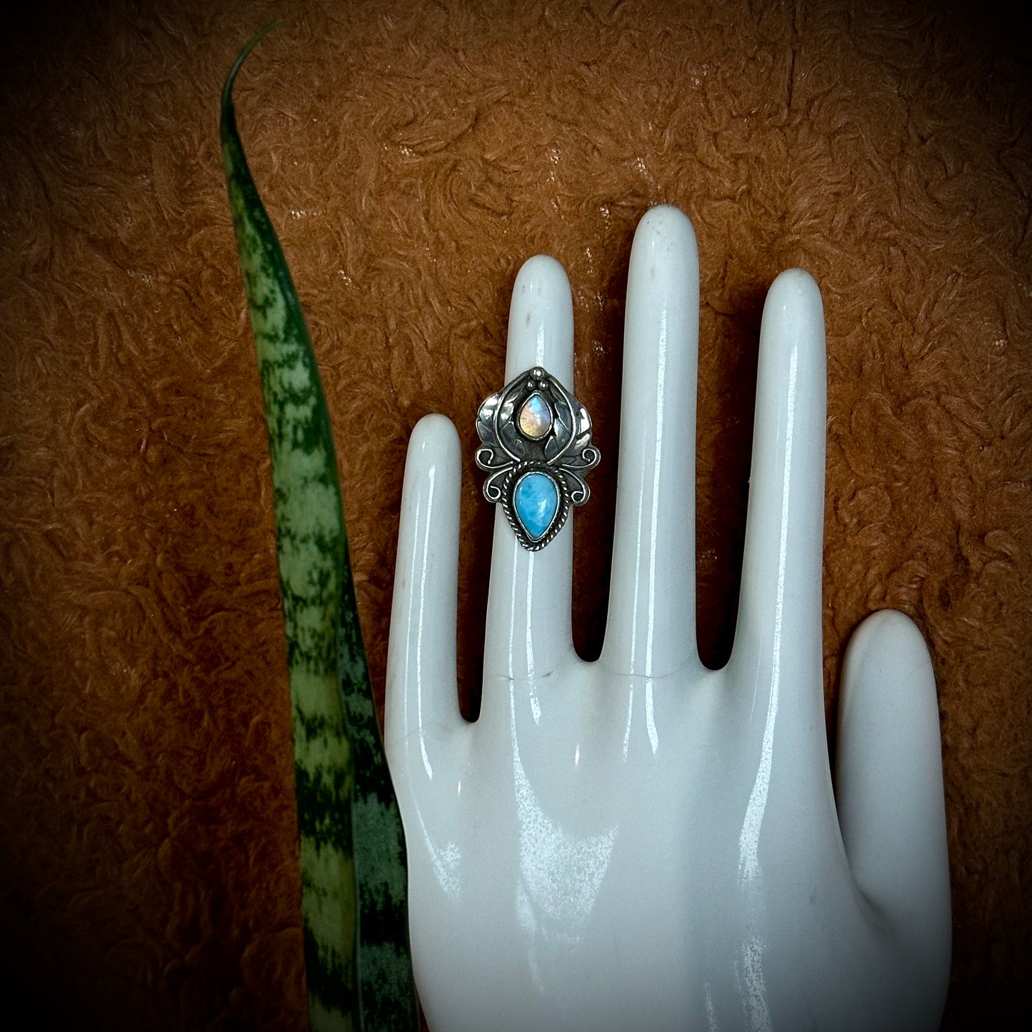 Larimar + Moonstone Ring