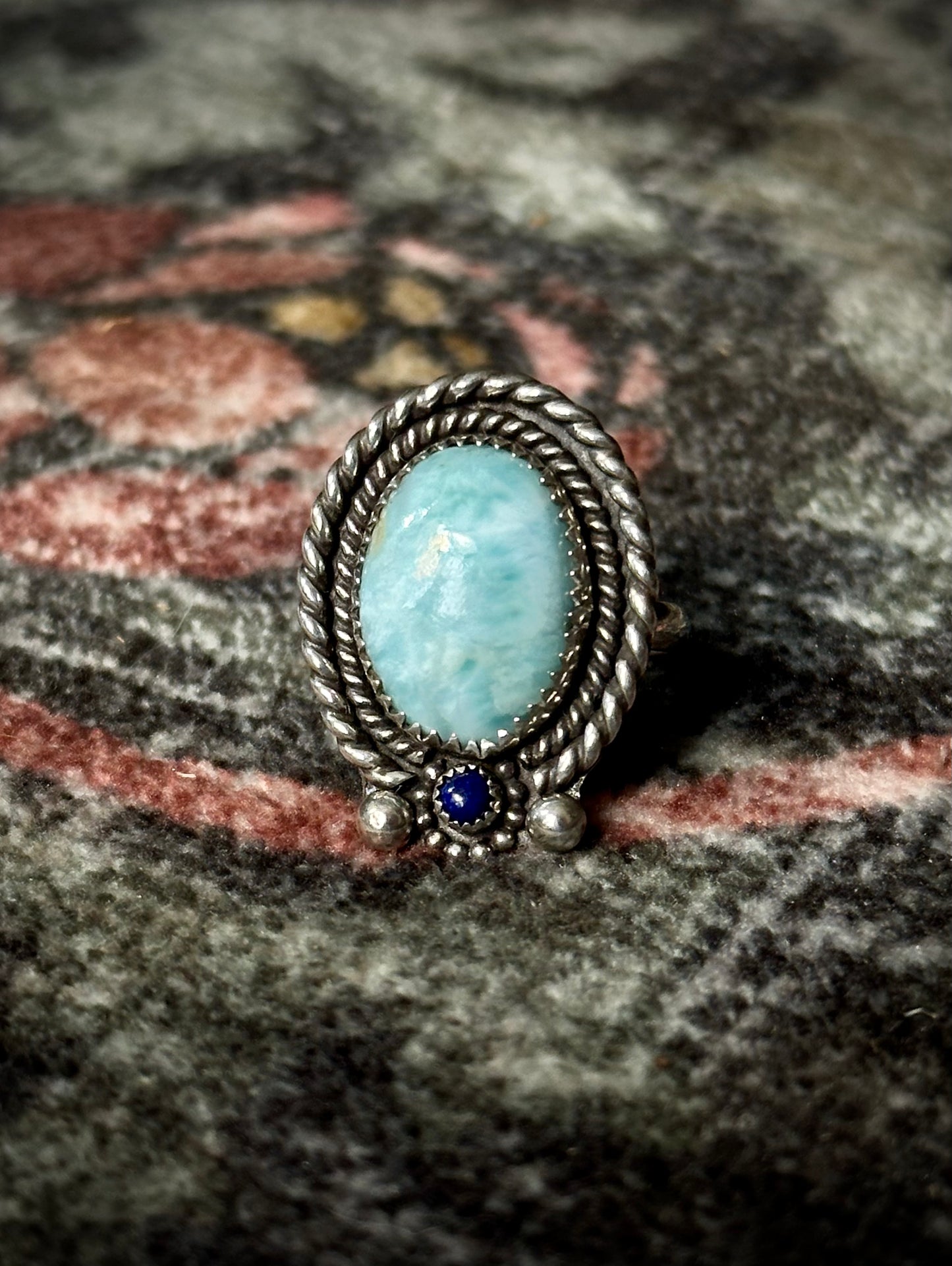 Larimar + Lapis ring