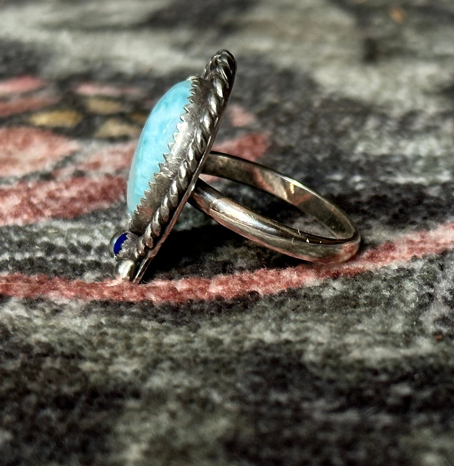 Larimar + Lapis ring