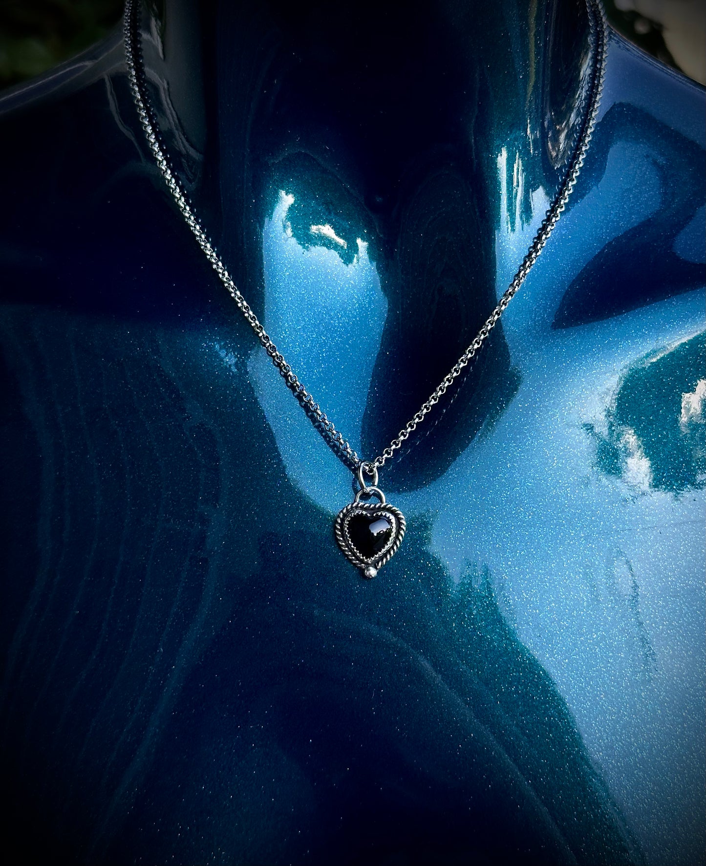 Onyx heart necklace