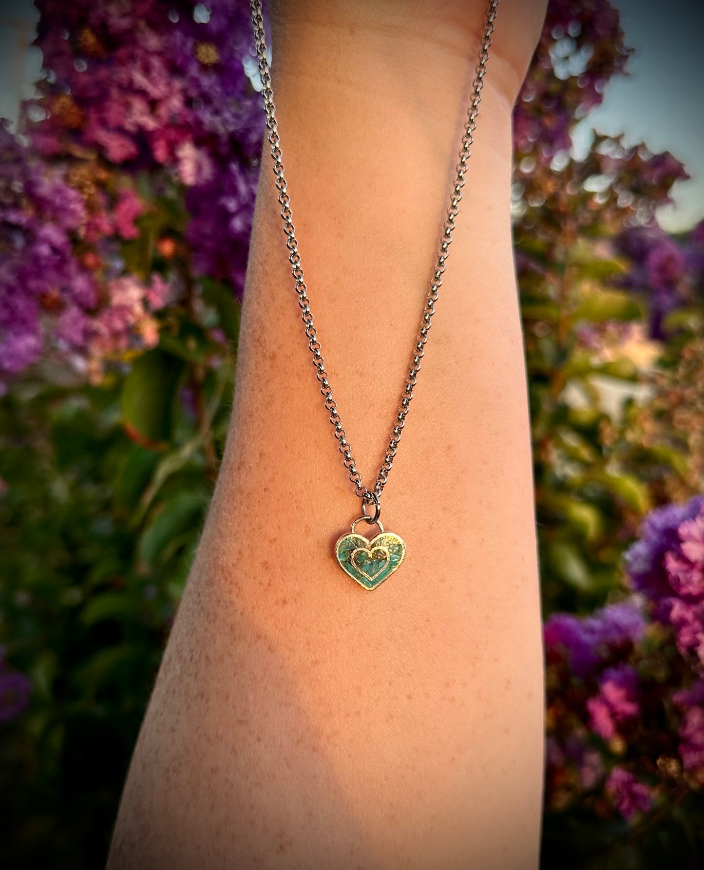Turquoise inlay heart necklace