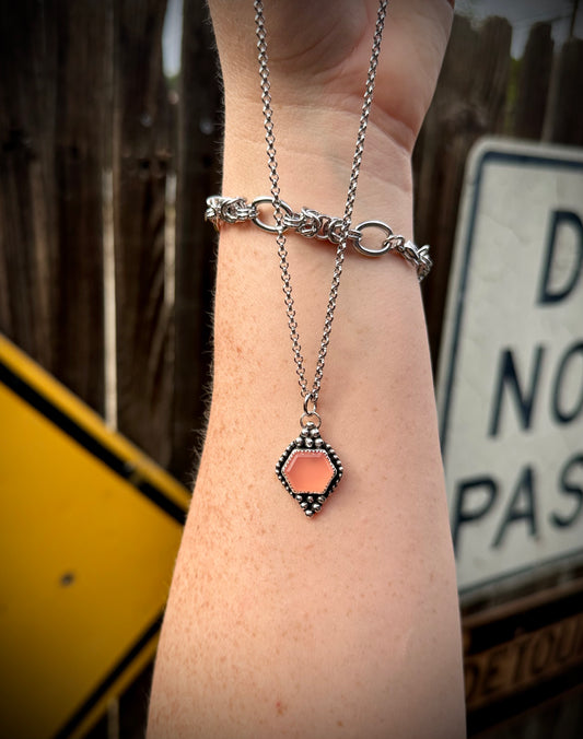 Pink chalcedony necklace