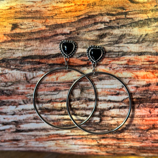 Onyx heart hoops