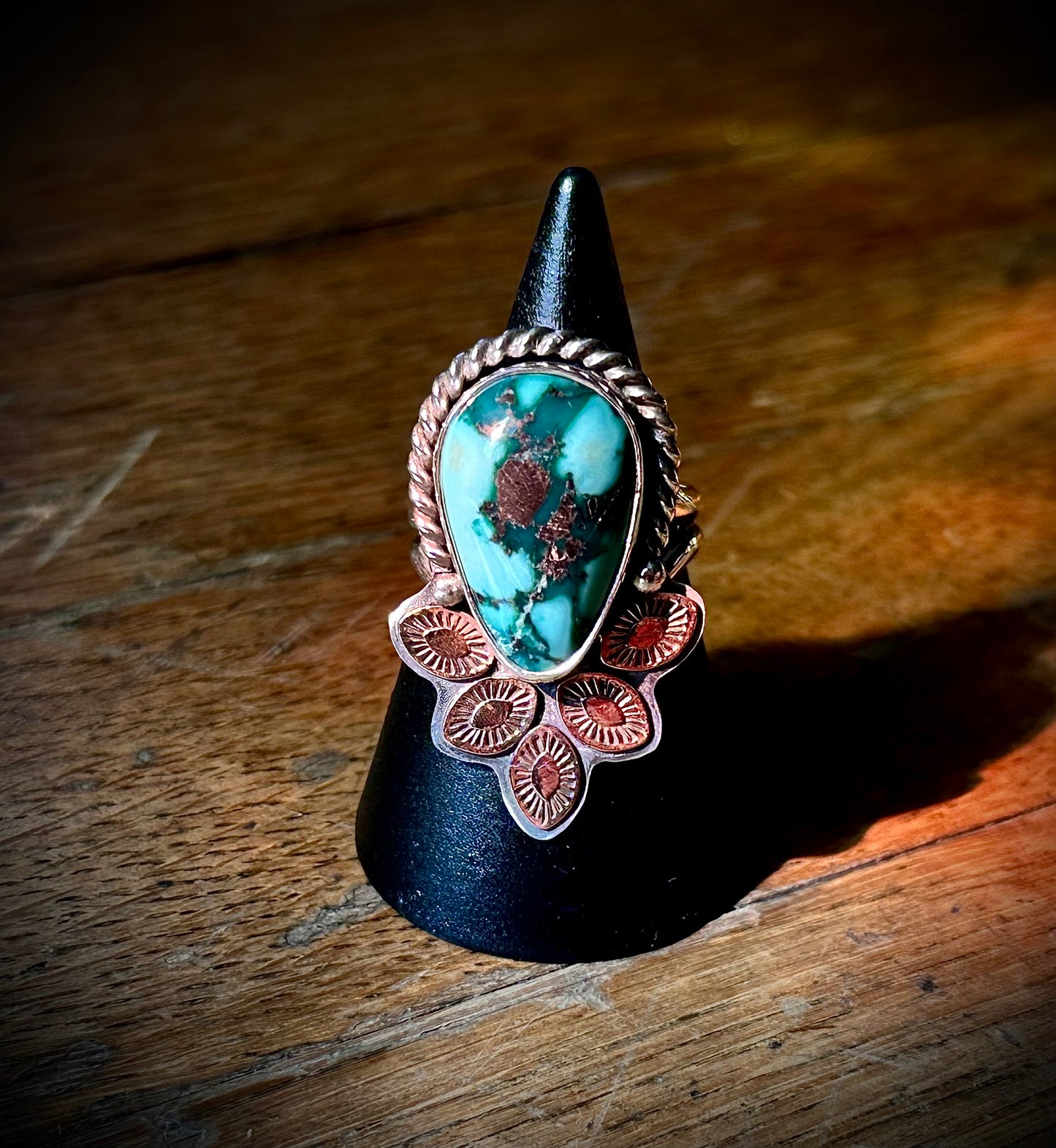 Turquoise peacock ring