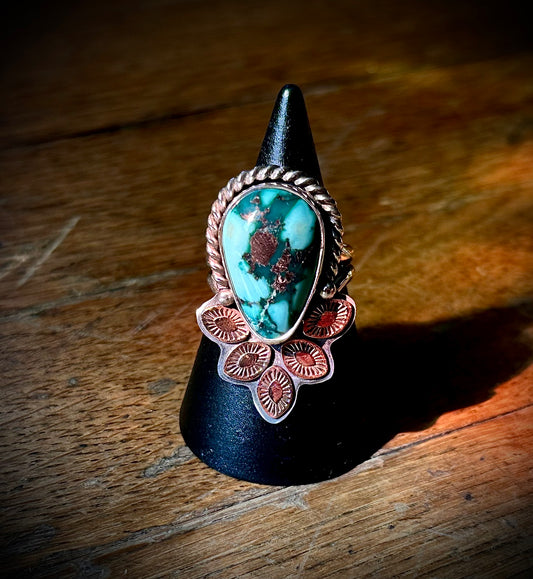 Turquoise peacock ring
