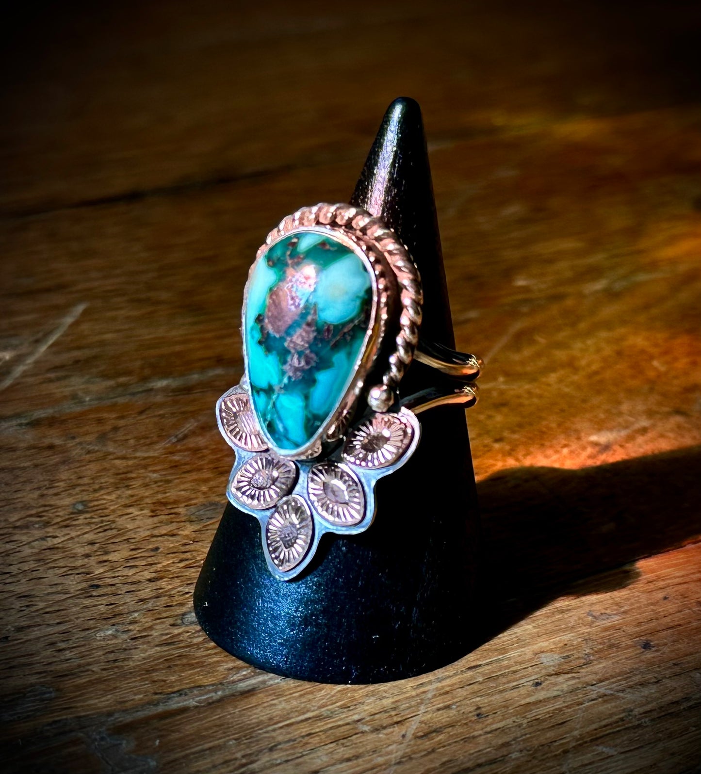 Turquoise peacock ring