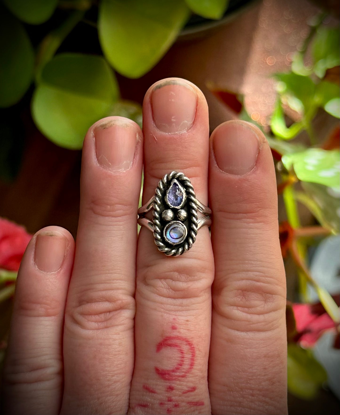 Tanzanite & Abalone Ring