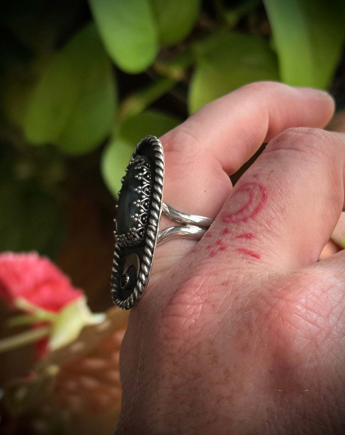 Moss Agate w/ Moon Ring