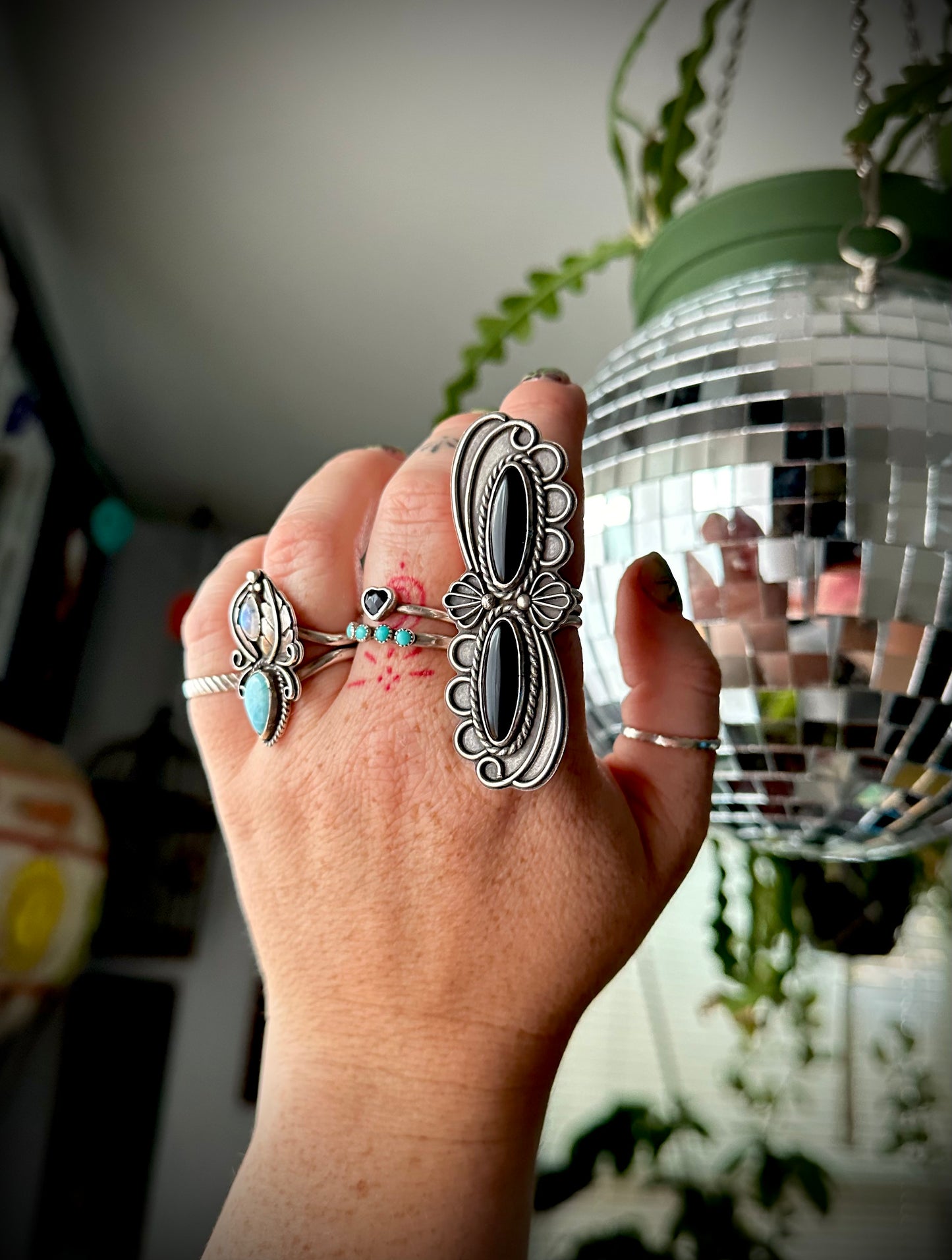 Double Onyx Statement Ring