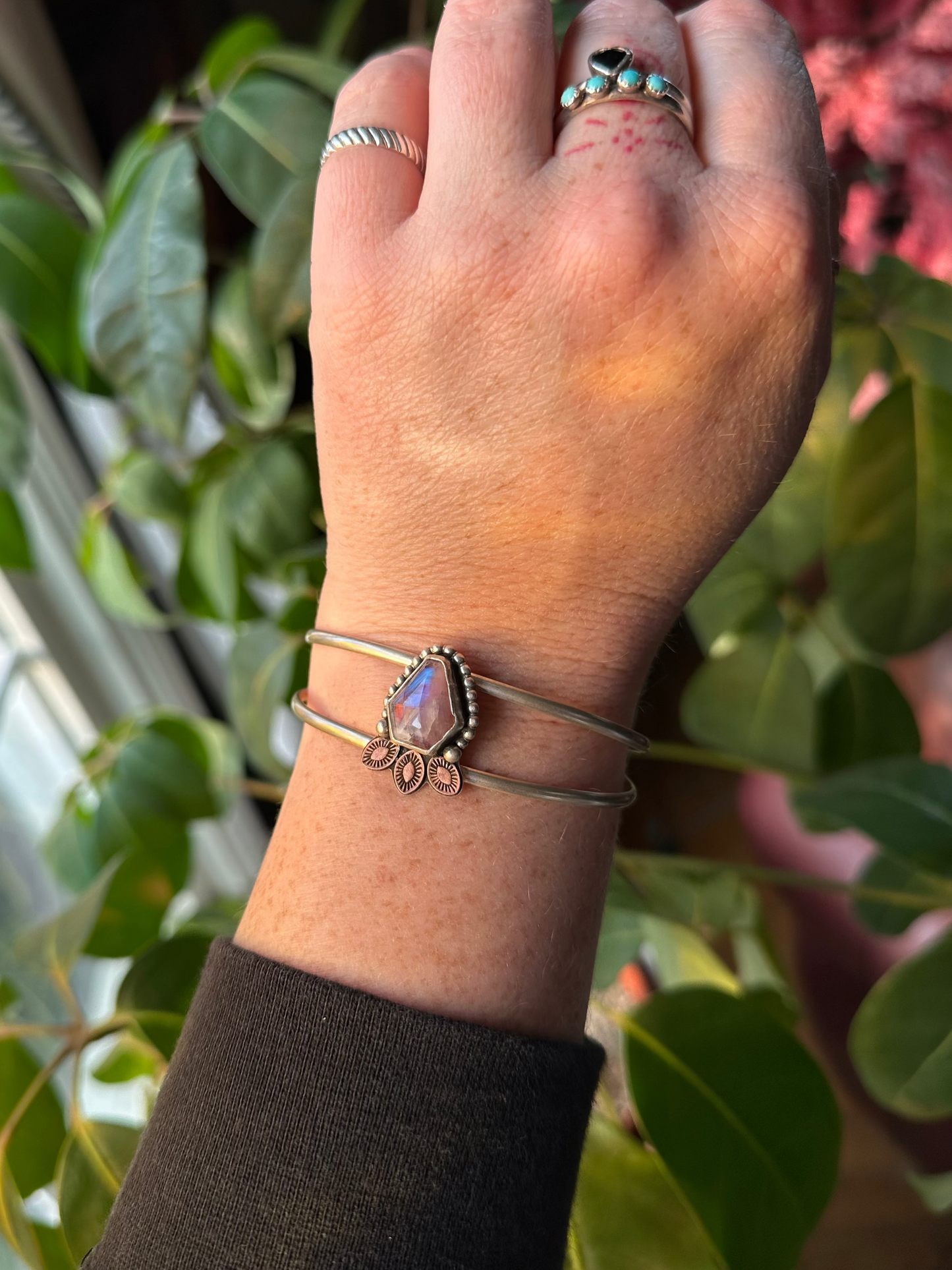 Rainbow Moonstone Cuff